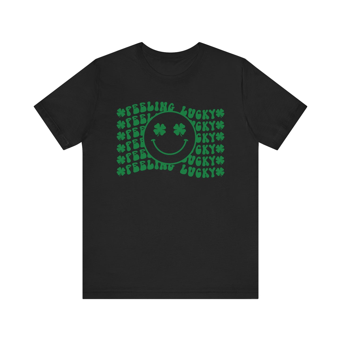 St Patricks Day Feeling Lucky Smiley Shamrock Cotton Tshirt, Everybody Feeling Lucky Happy Face Shamrock Tee Shirt Tshirt
