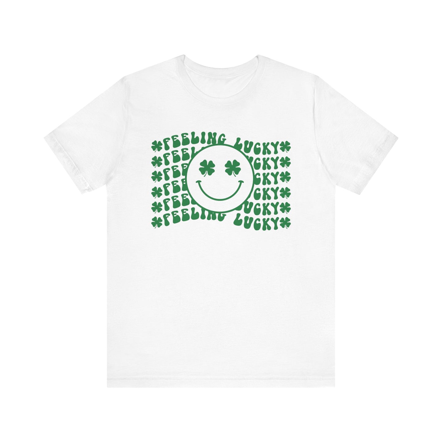 St Patricks Day Feeling Lucky Smiley Shamrock Cotton Tshirt, Everybody Feeling Lucky Happy Face Shamrock Tee Shirt Tshirt