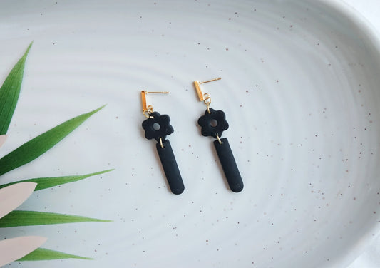 Black Flower Dangle