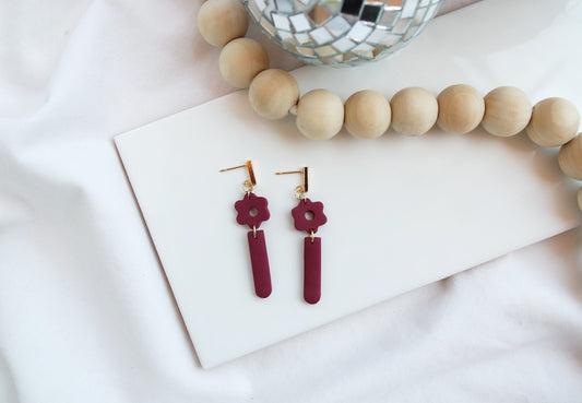 Burgundy Flower Dangle