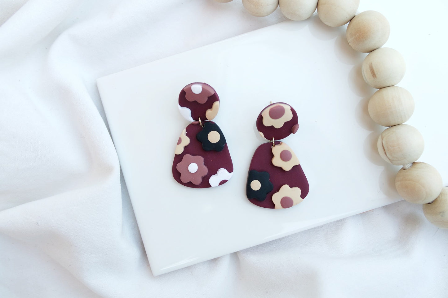 Burgundy Flower Slab Dangle