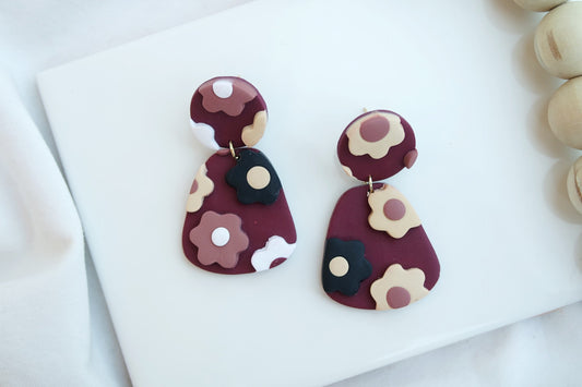 Burgundy Flower Slab Dangle