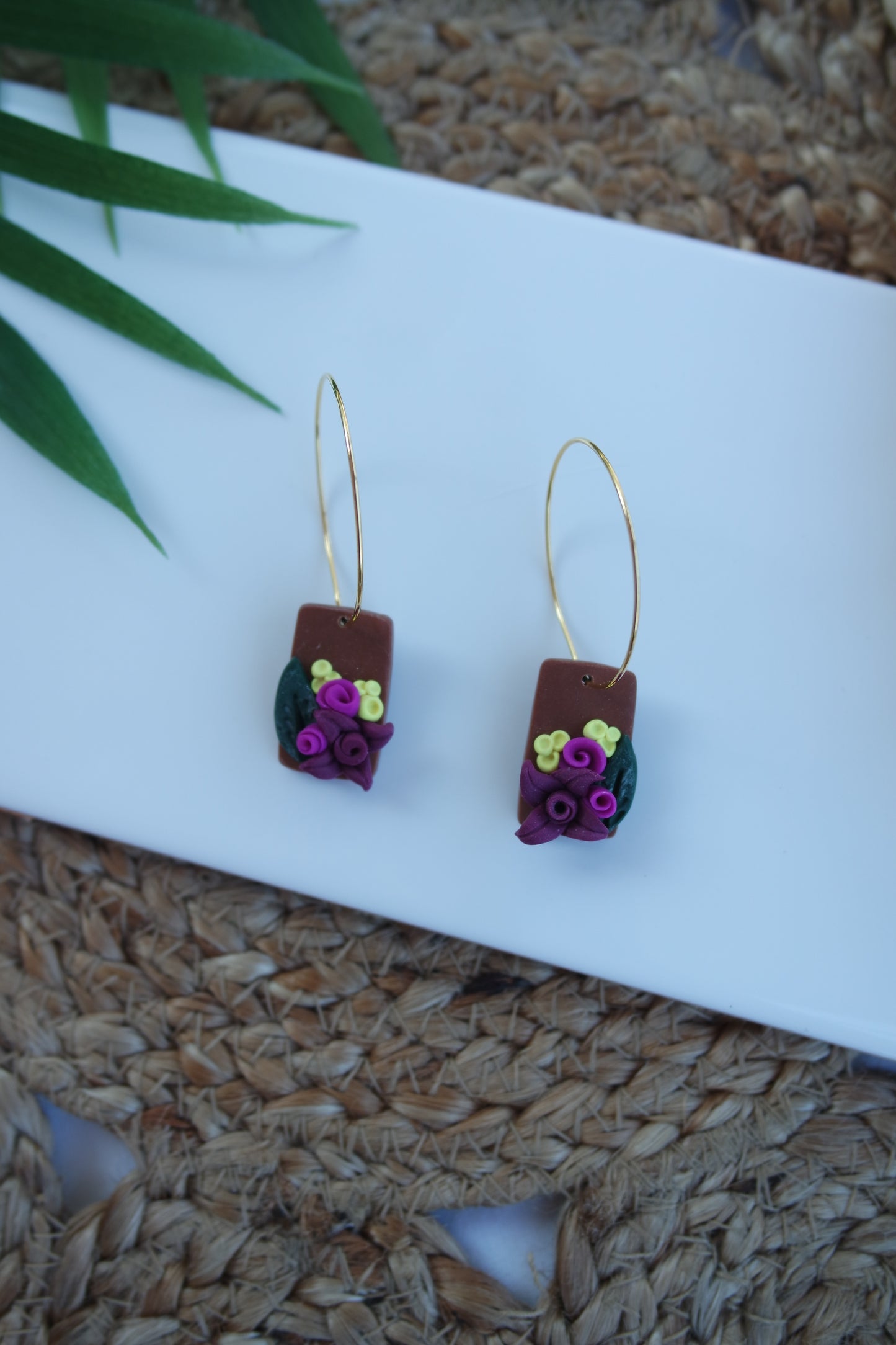 Magenta Flower Hoops