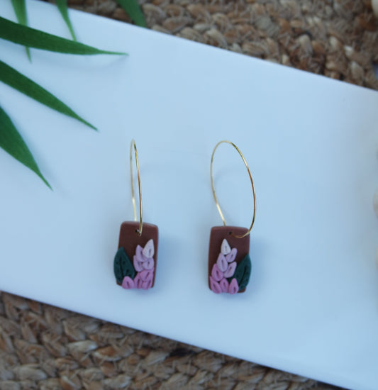 Pink Flower Hoops