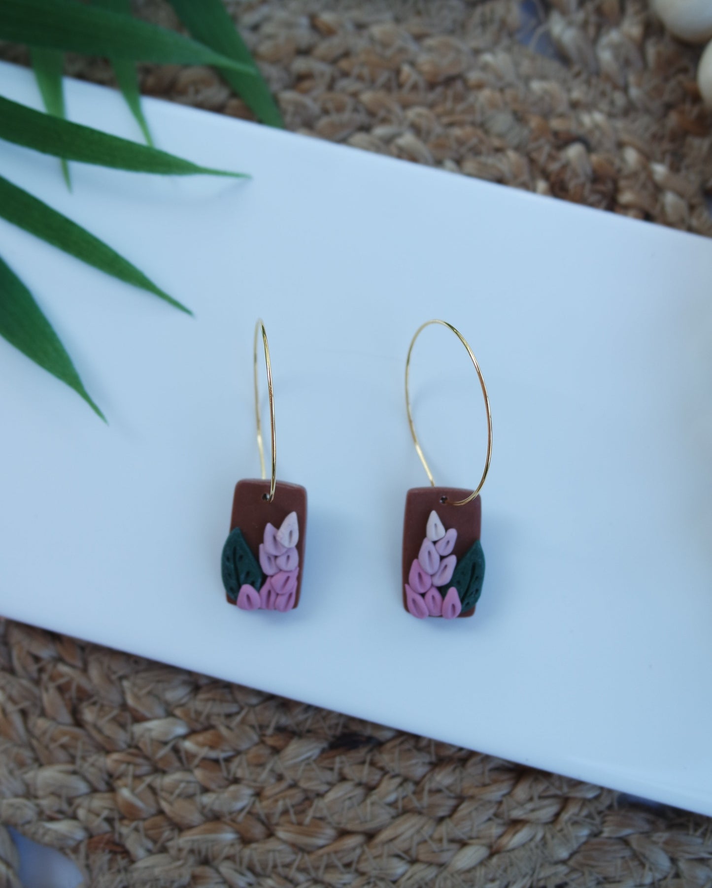 Pink Flower Hoops