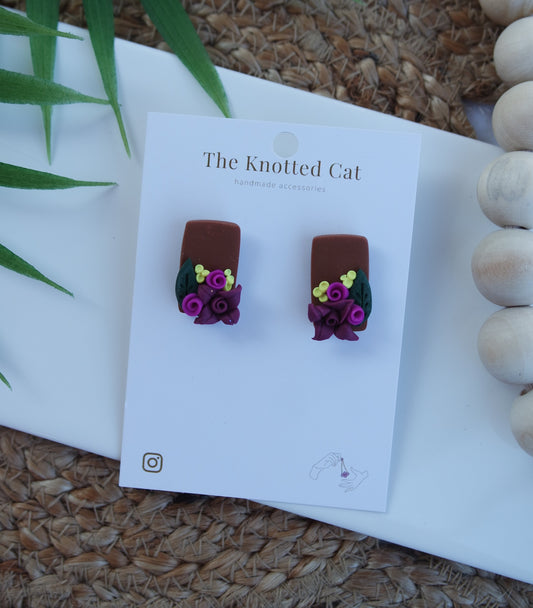 Magenta Flower Studs