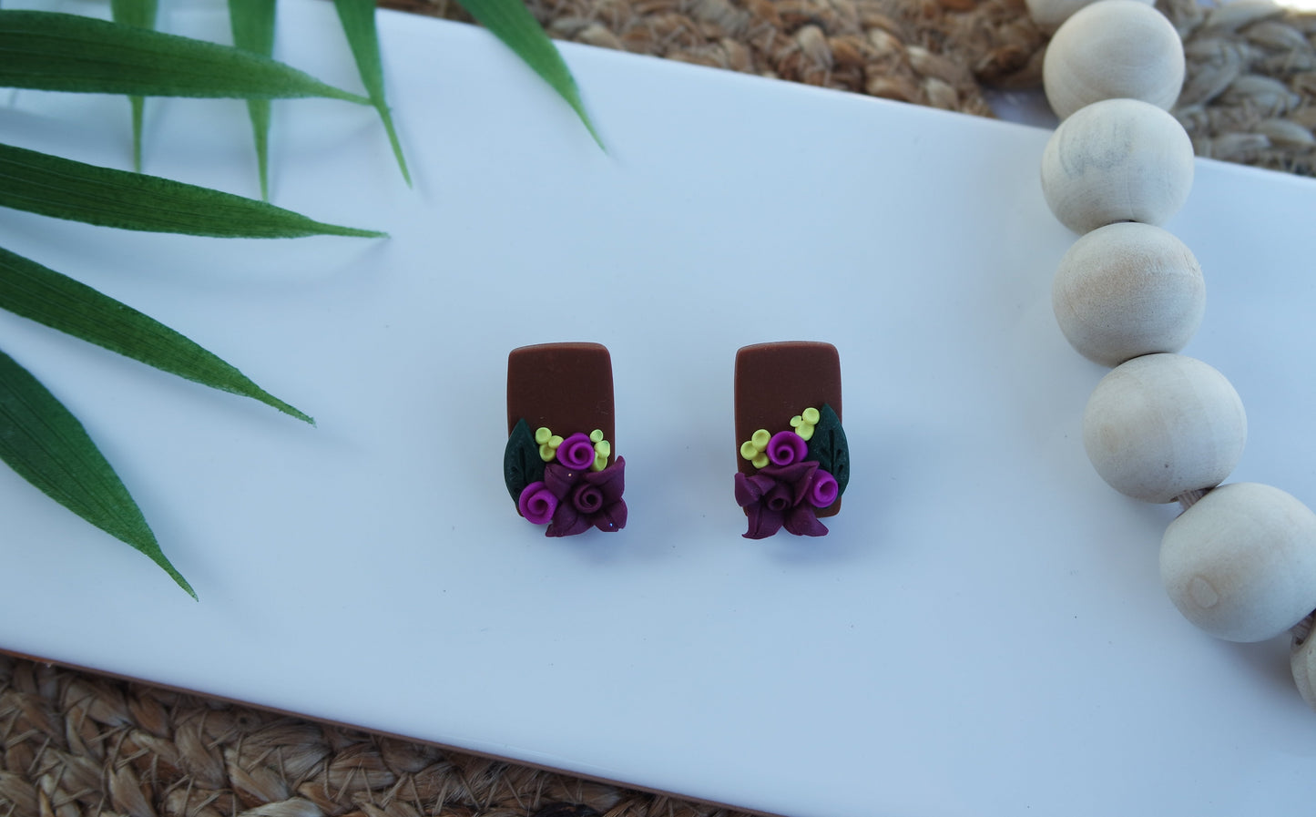 Magenta Flower Studs