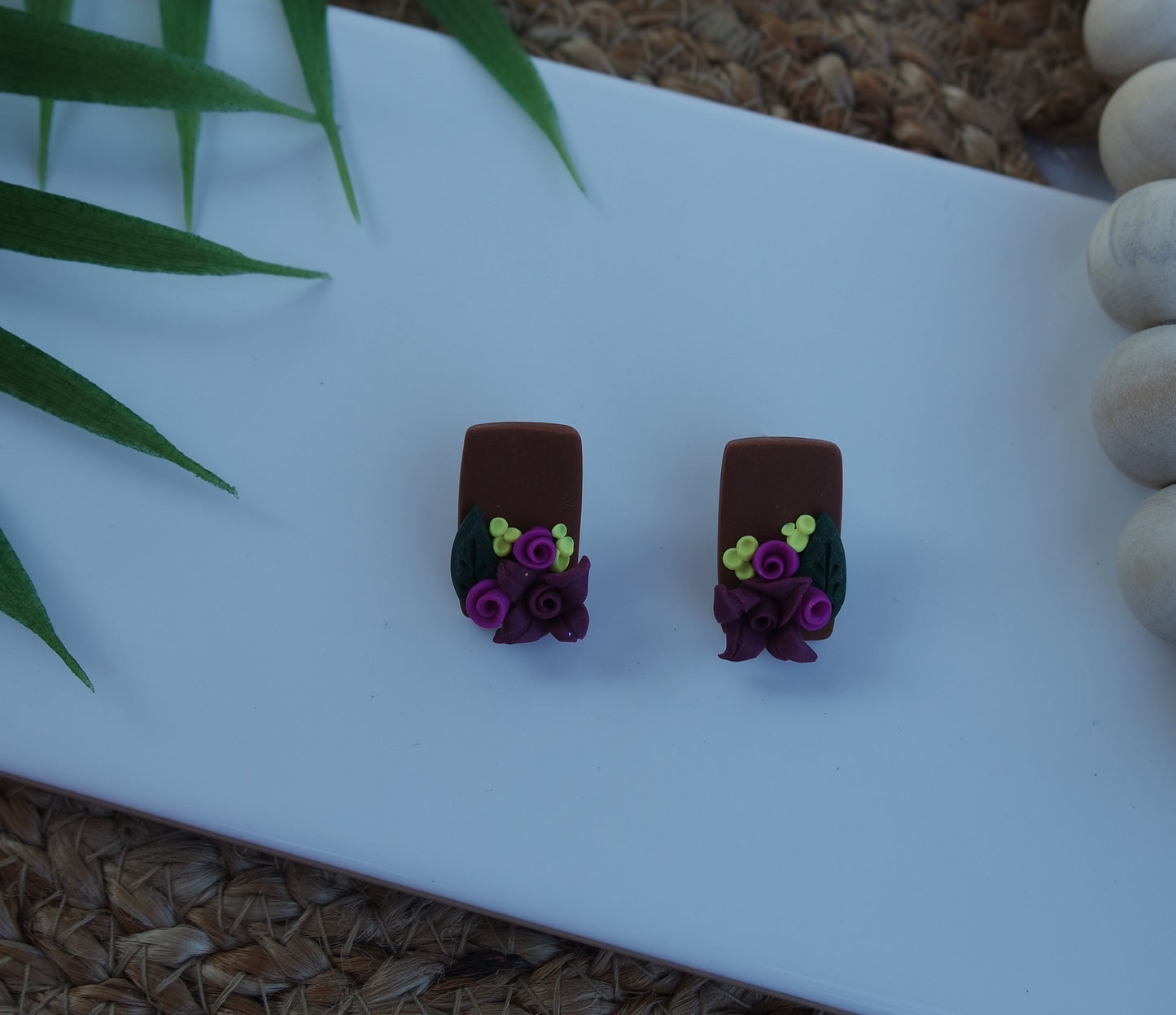 Magenta Flower Studs