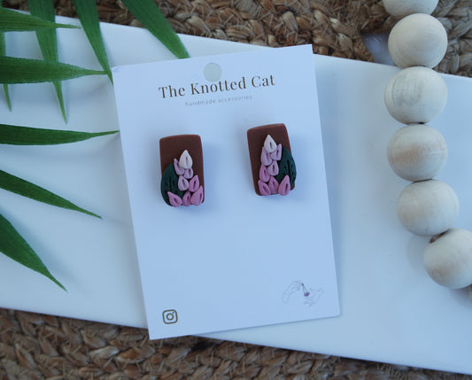Pink Flower Studs