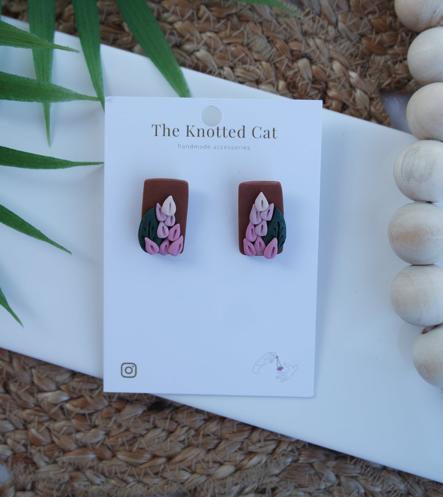 Pink Flower Studs