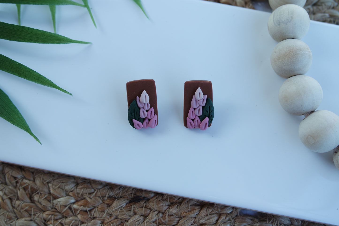 Pink Flower Studs