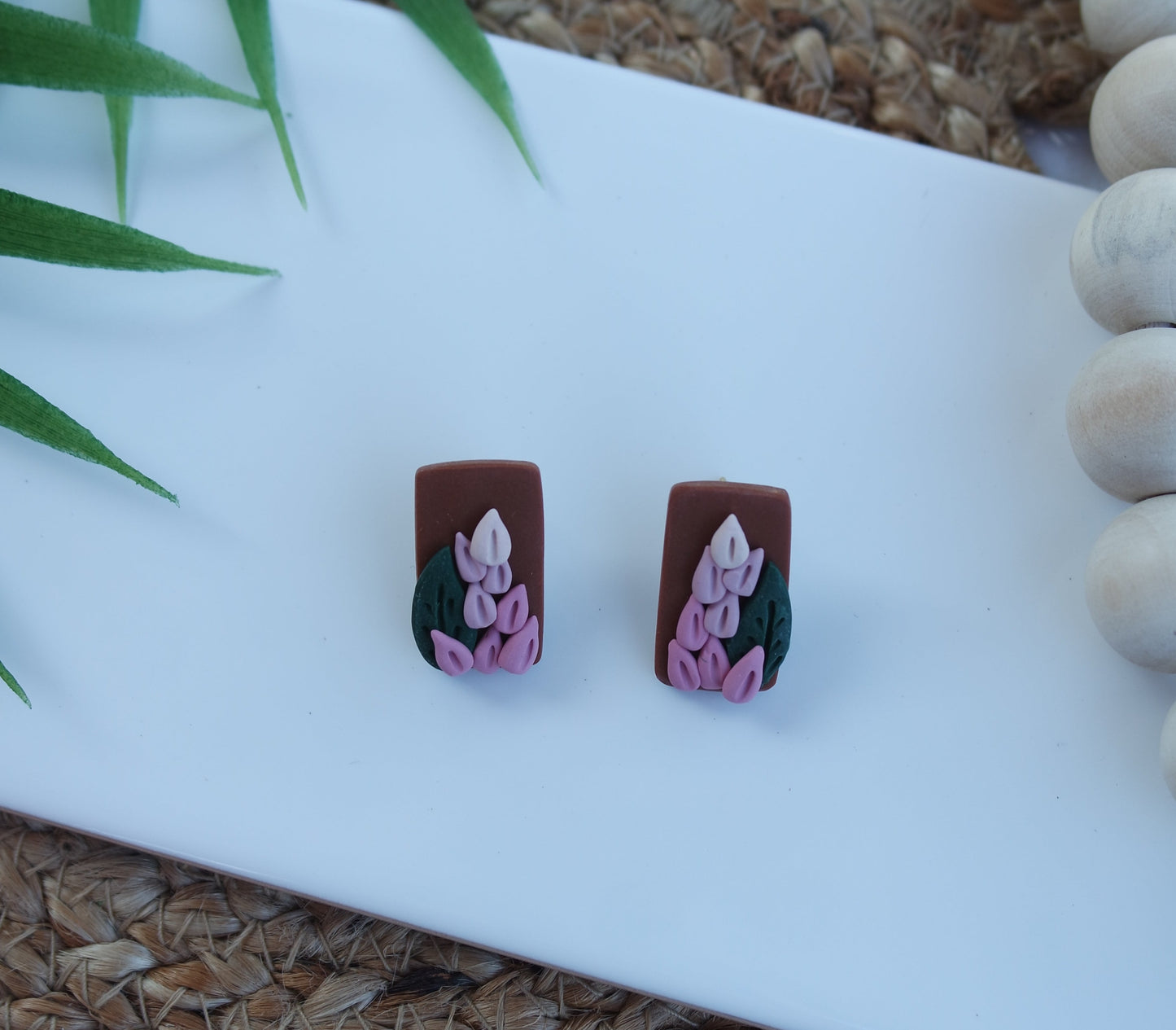 Pink Flower Studs