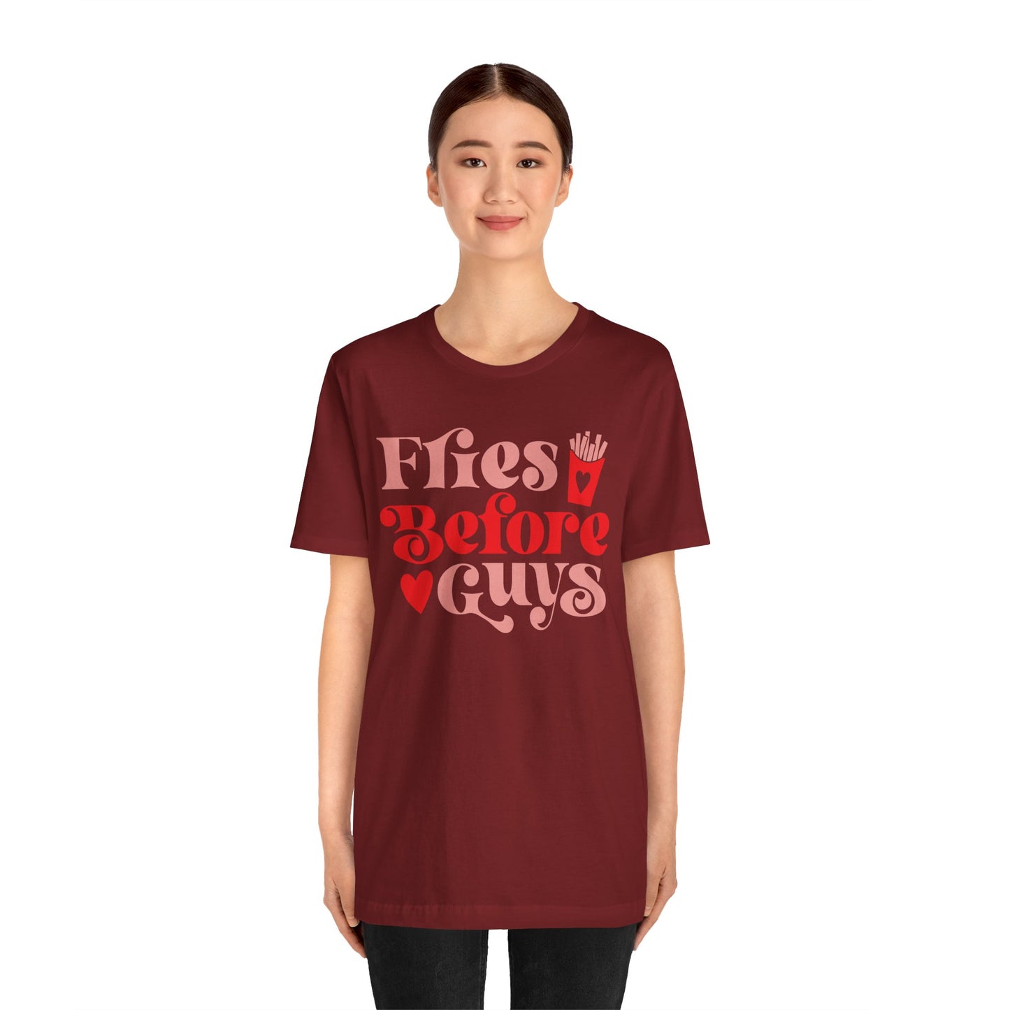 Valentine's Day T-shirt,  Fries Before Guys Heart Valentine's Holiday Shirt, Valentine Day Tee, Brewery Women's Holiday T-shirt Tee