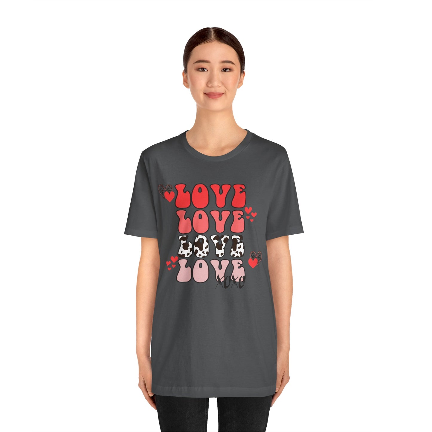 Valentine's Day T-shirt, Cow Print Love Love Love Holiday Shirt, Valentine Day Tee, Women's Men's Gender Neutral Holiday T-shirt Tee