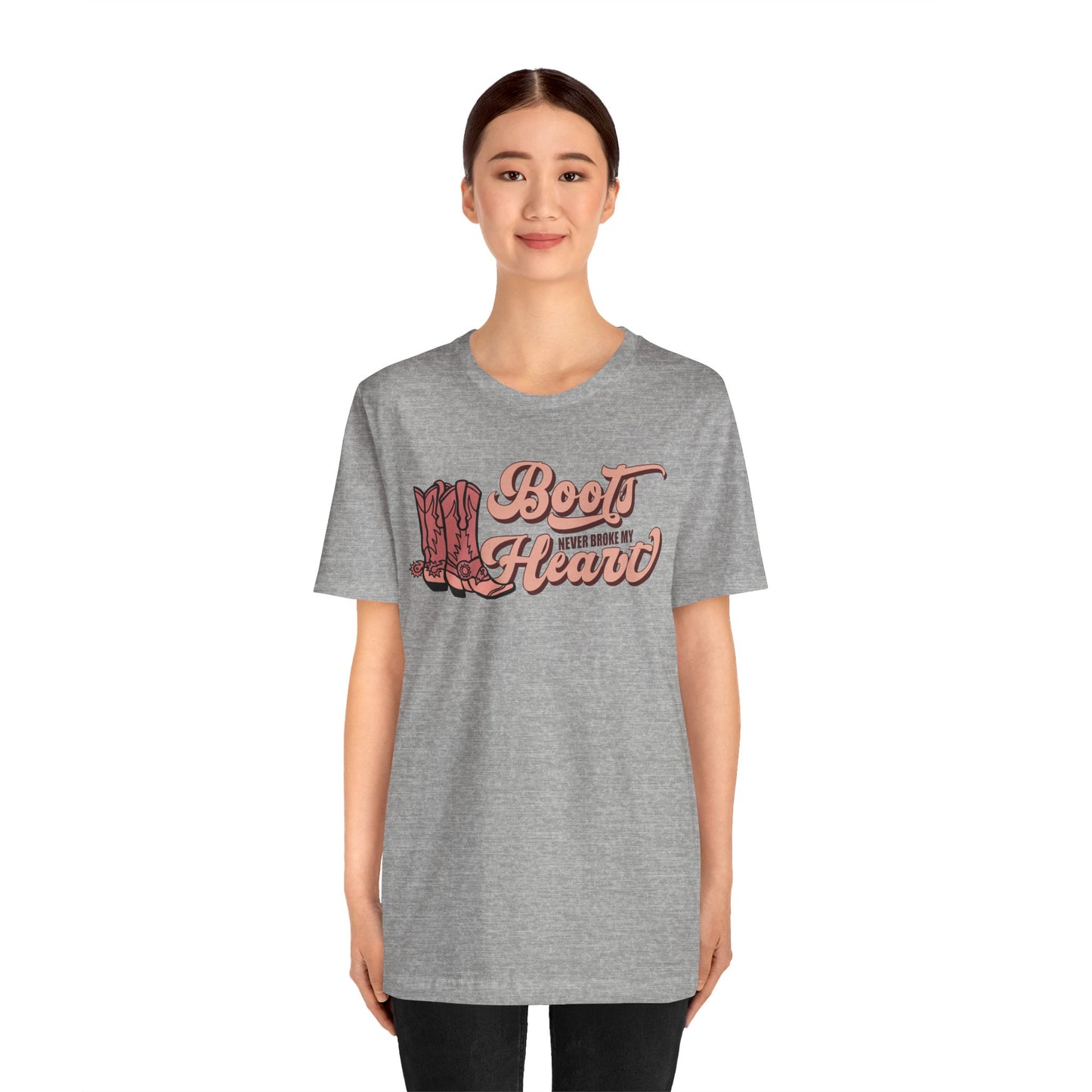 Valentine's Day T-shirt, Boots Never Broke My Heart Cow Holiday Shirt, Valentine Day Tee, Women's Men's Gender Neutral Holiday T-shirt Tee