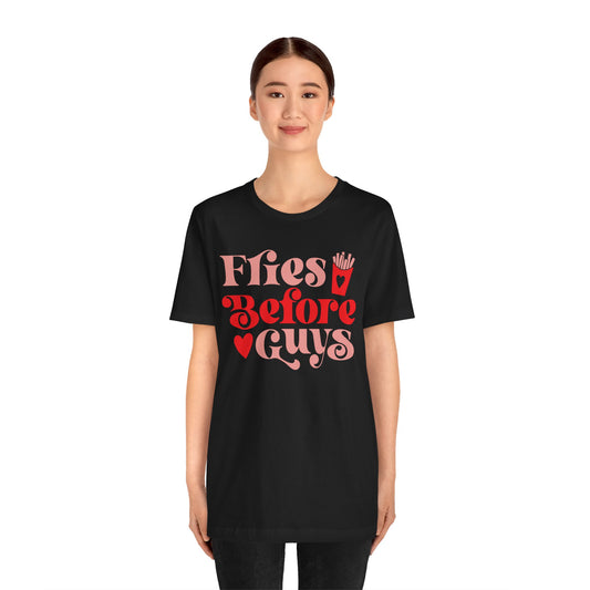 Valentine's Day T-shirt,  Fries Before Guys Heart Valentine's Holiday Shirt, Valentine Day Tee, Brewery Women's Holiday T-shirt Tee