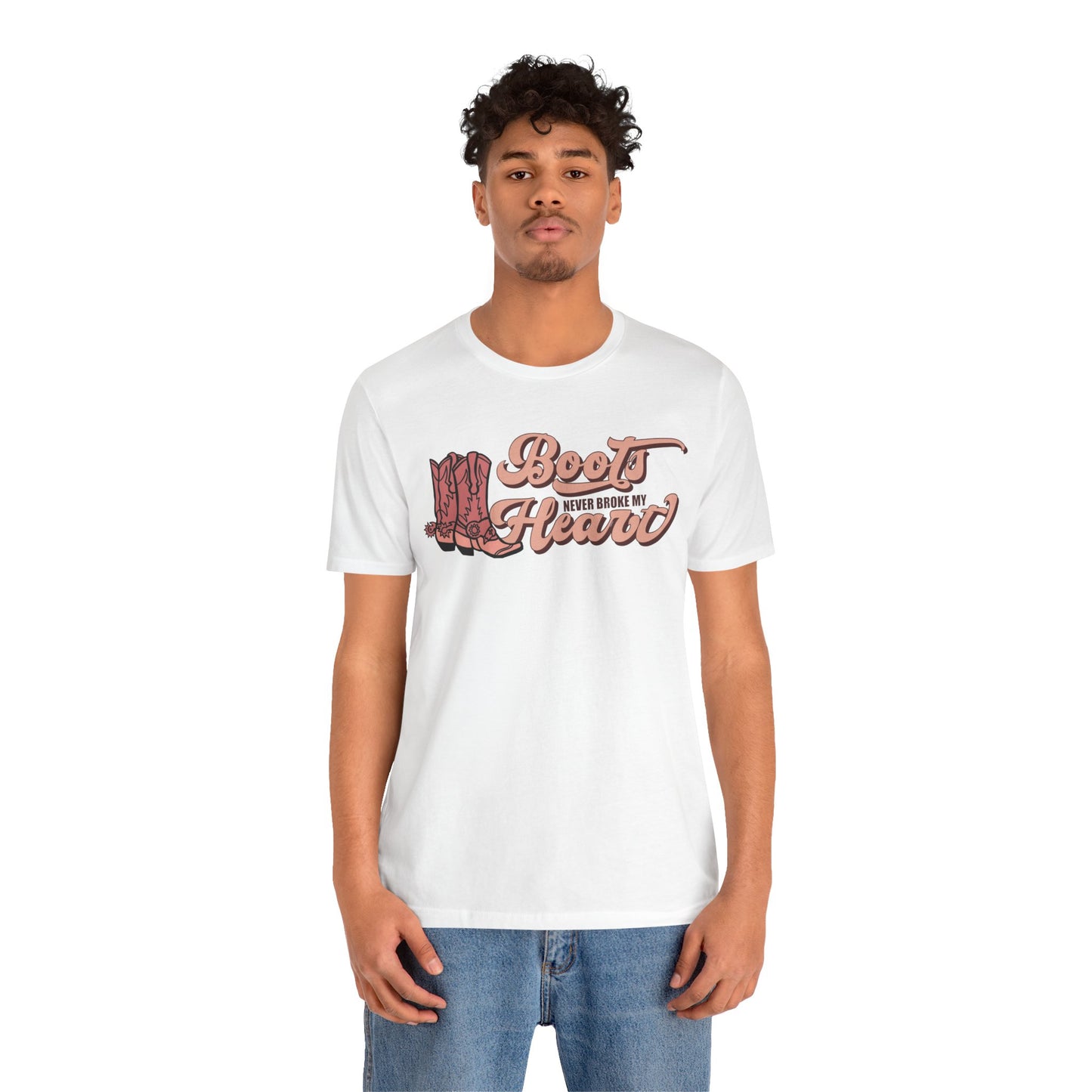 Valentine's Day T-shirt, Boots Never Broke My Heart Cow Holiday Shirt, Valentine Day Tee, Women's Men's Gender Neutral Holiday T-shirt Tee