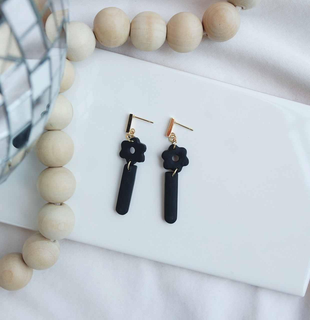 Black Flower Dangle