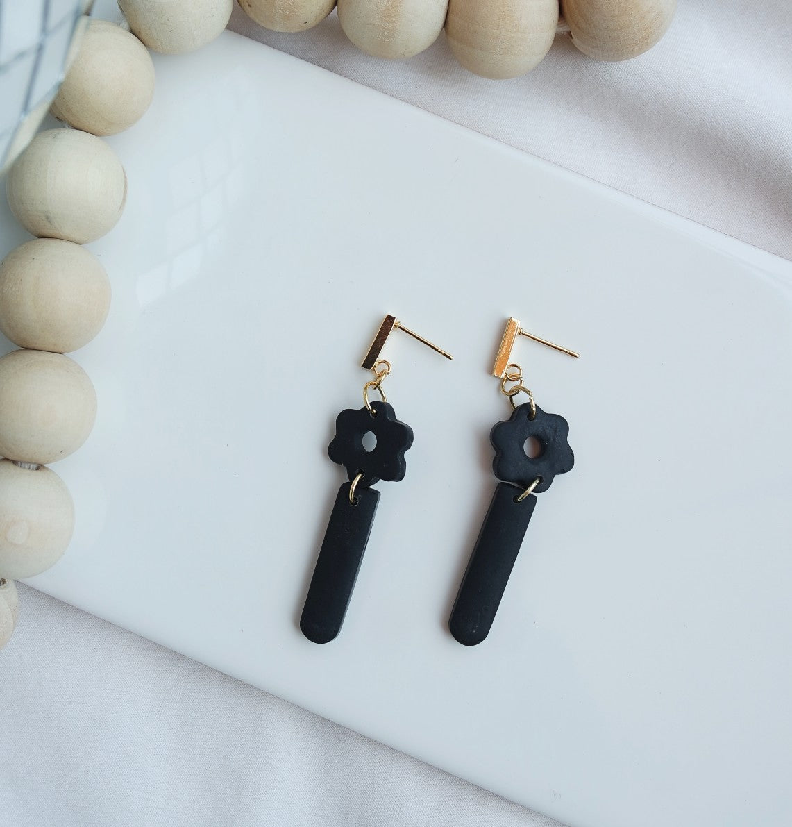 Black Flower Dangle