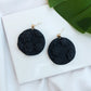 Black Flower Circle Stud