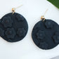 Black Flower Circle Stud