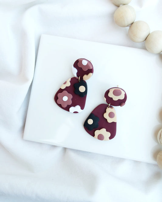 Burgundy Flower Slab Dangle