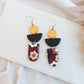 Burgundy Flower Slab/Black Speckled/Gold Dangle