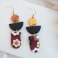 Burgundy Flower Slab/Black Speckled/Gold Dangle