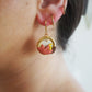 Orange Lotus Gold Hoop Huggie