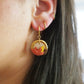 Orange Lotus Gold Hoop Huggie
