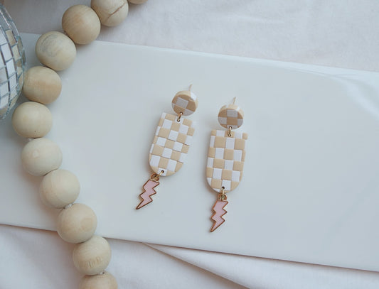 Checkerboard/Lightening Bolt - Pale Pink
