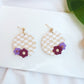 Checkerboard Circle Studs - Cream & Tan