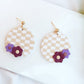Checkerboard Circle Studs - Cream & Tan