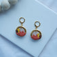 Orange Lotus Gold Hoop Huggie